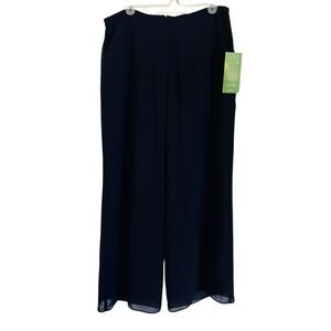 NWT New Sandra Darren Women's Dress Pants Black Sheer Wide Leg Size 20 T